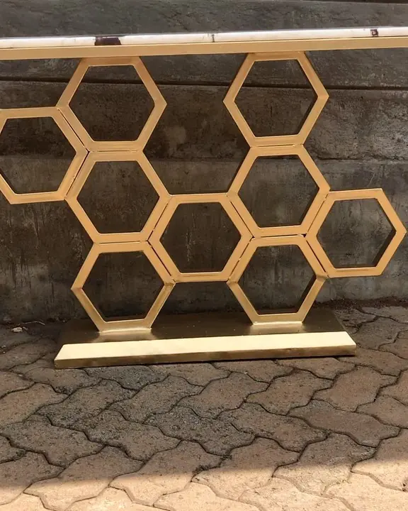 Gold honeycomb console table