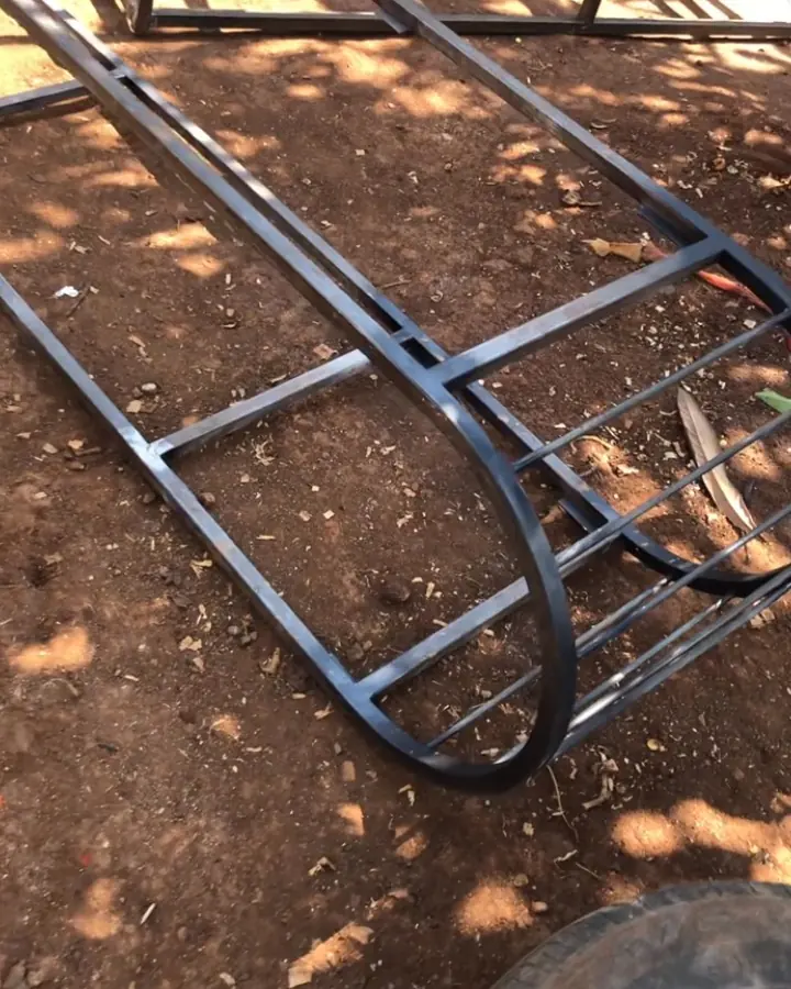 Raw steel frame bent to shape