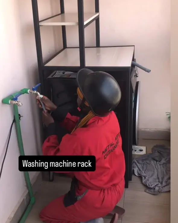 Washing machine rack being fitted in a home