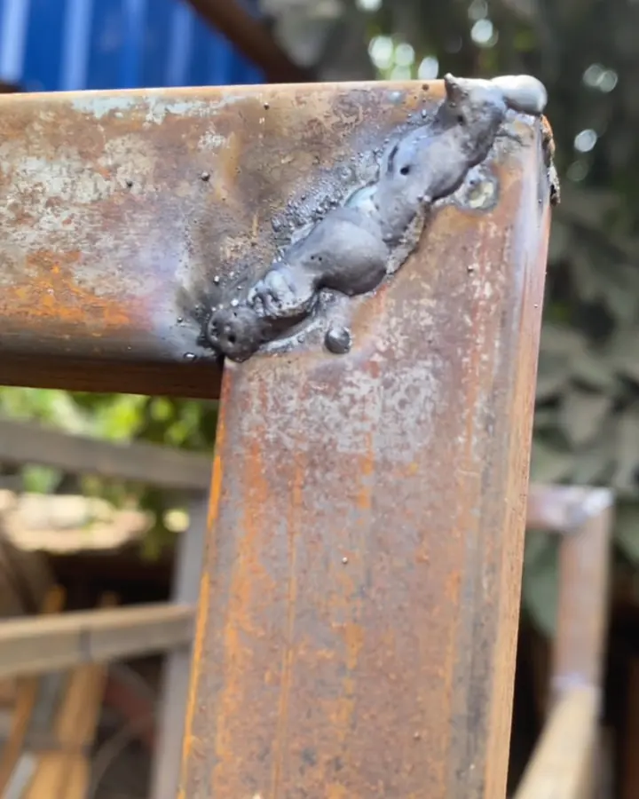 Close-up of a fresh weld