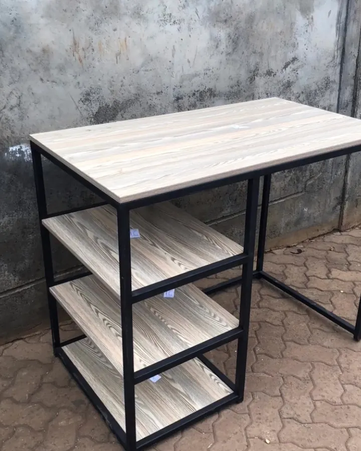 Modern study desk with side shelves